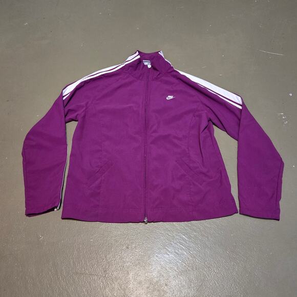 Vintage Nike Full Zip White Stripe Purple‎ Track Jacket Women's Size XL - Picture 1 of 4